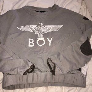🧸BOY LONDON GREY CROPPED SWEATER WITH ELBOW PADS